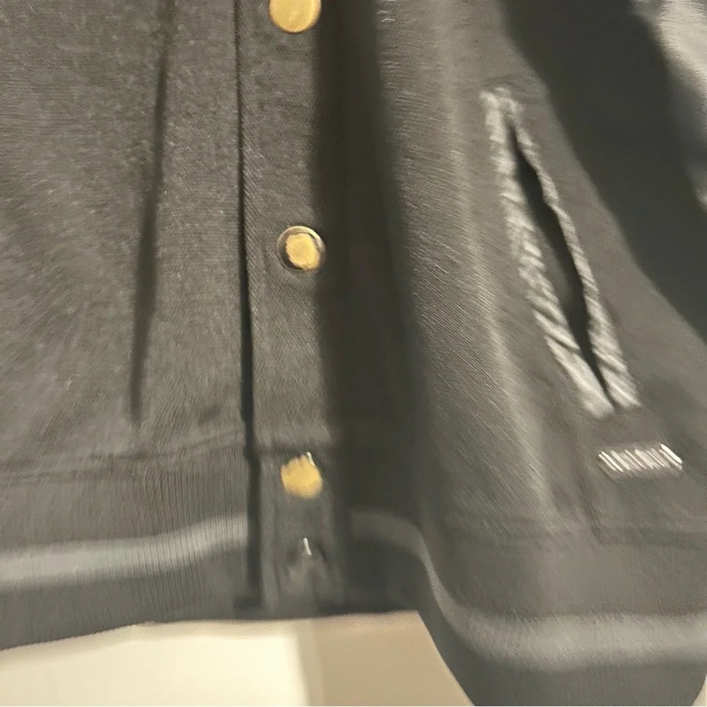 G by Guess Men's Leather Sleeves Button Down Baseball Bomber Jacket